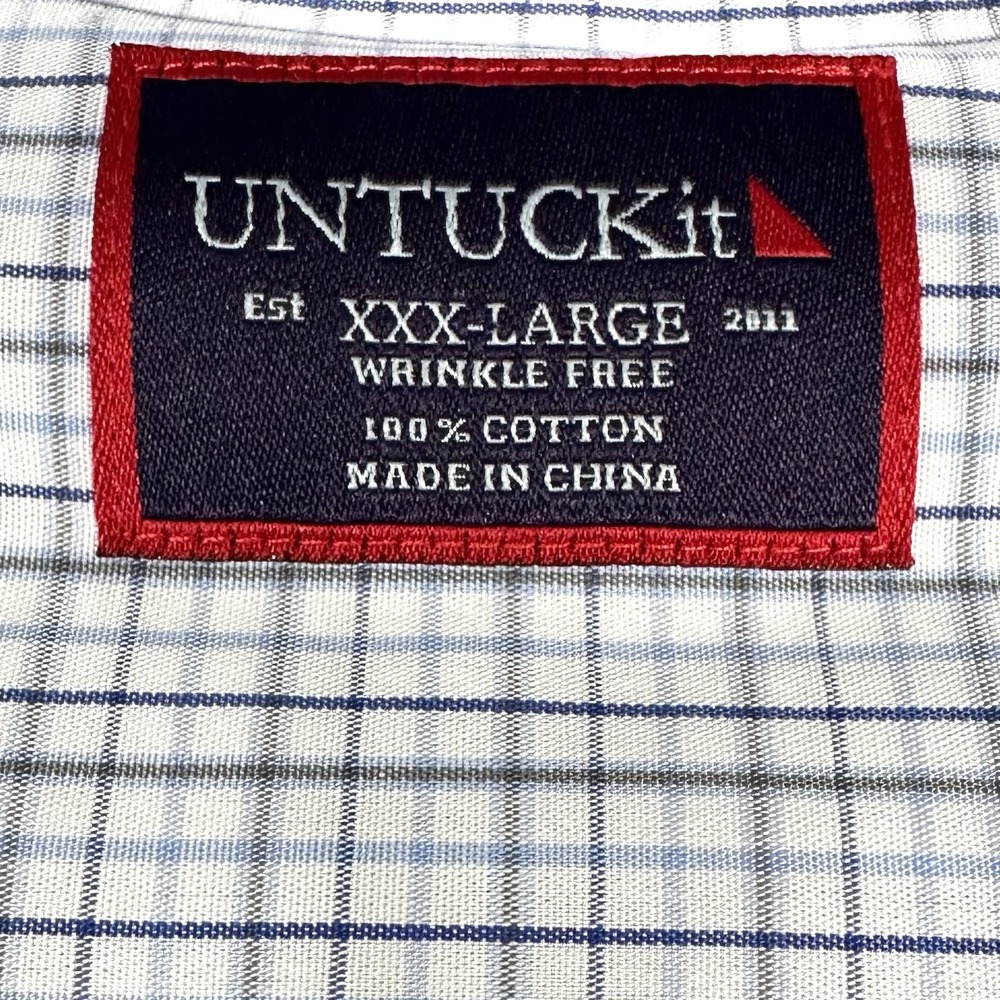 UNTUCKit Shirt Men 3XL Casarena Blue Check Long Sleeve Pocket Button Down Cotton - Picture 2 of 9